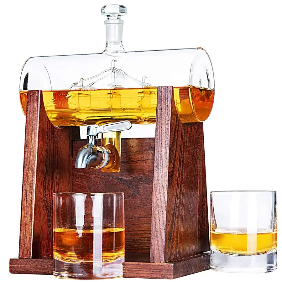 

Whiskey Decanter Sets for Men, 1250ml Decanter Set with 2 Whiskey Glasses, Ideal Bourbon Gifts for Men