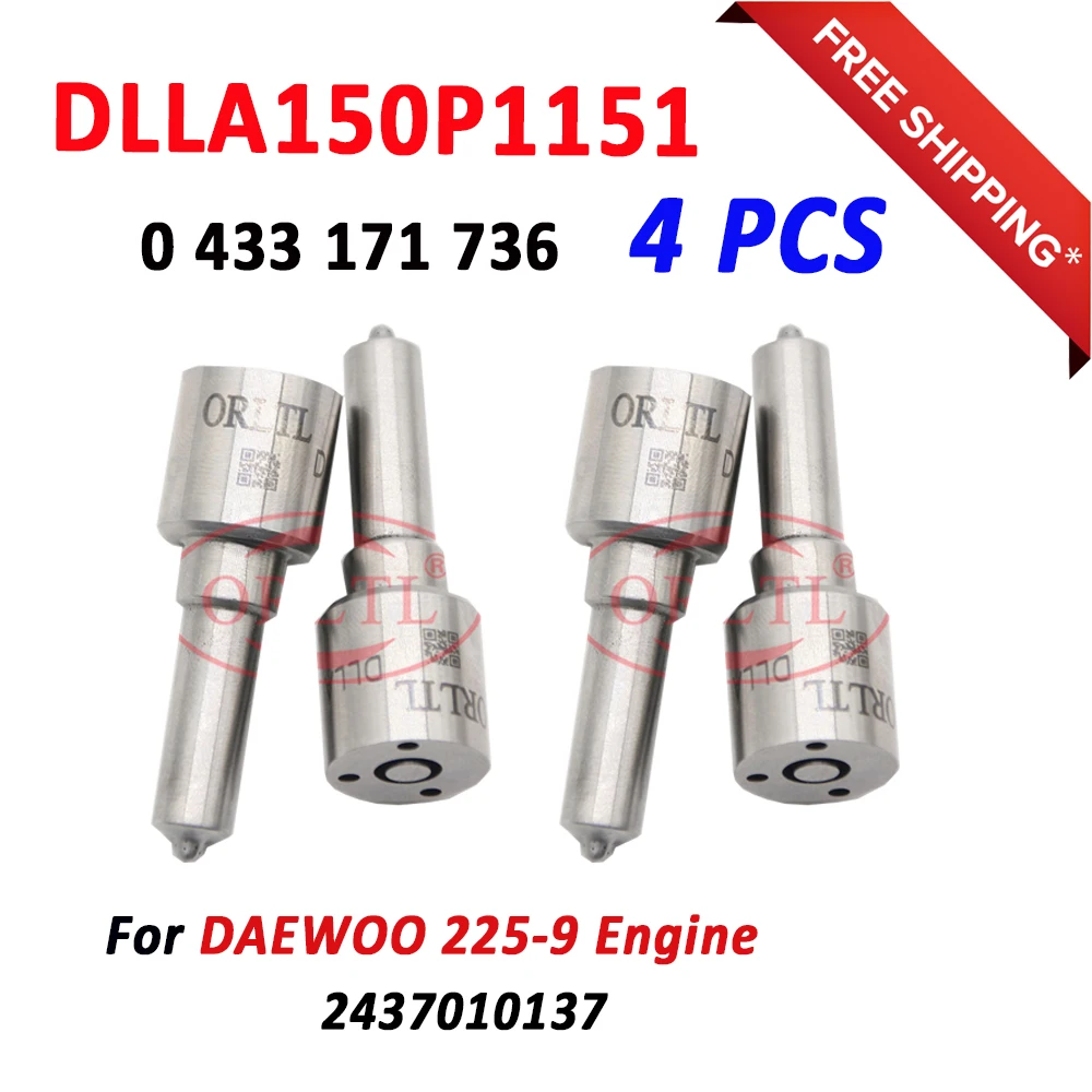 ORLTL 4 Pieces DLLA150P1151 DLLA 150 P1151 Diesel Fuel Injector Nozzle DLLA 150 P 1151 2437010137 For Bosch 2 437 010 137