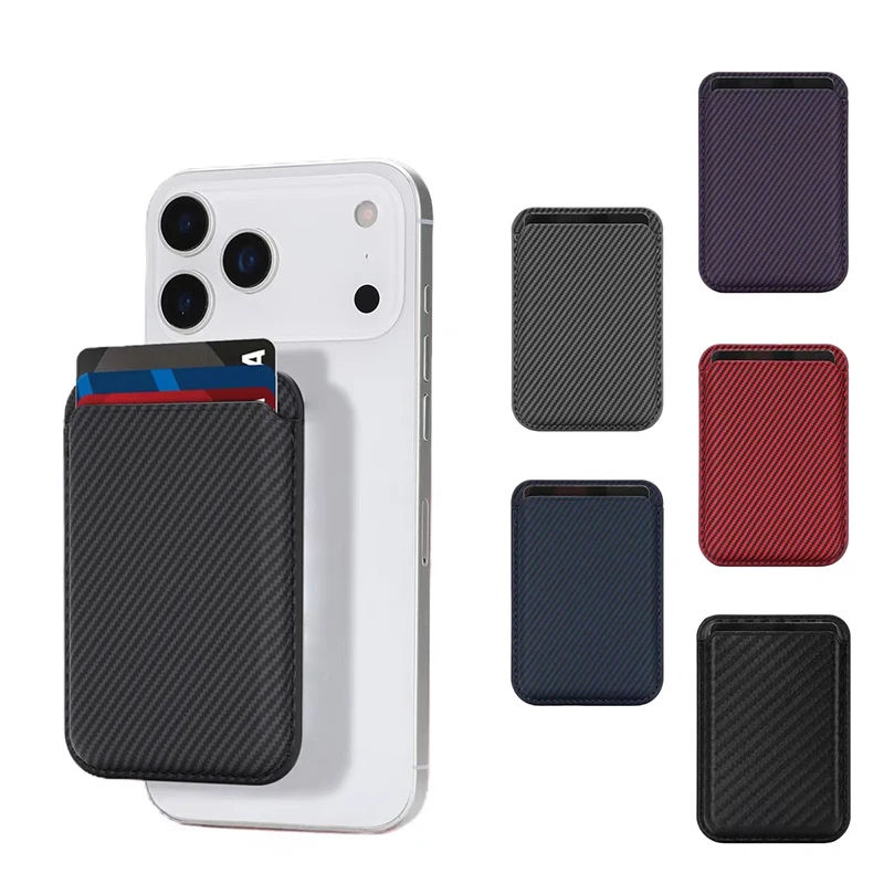 ل Magsafe محفظة من ألياف الكربون حامل بطاقة مغناطيسية قوية آيفون 17 16 15 14 13 12 برو ماكس حافظة معرف فتحة بطاقة الائتمان جيب