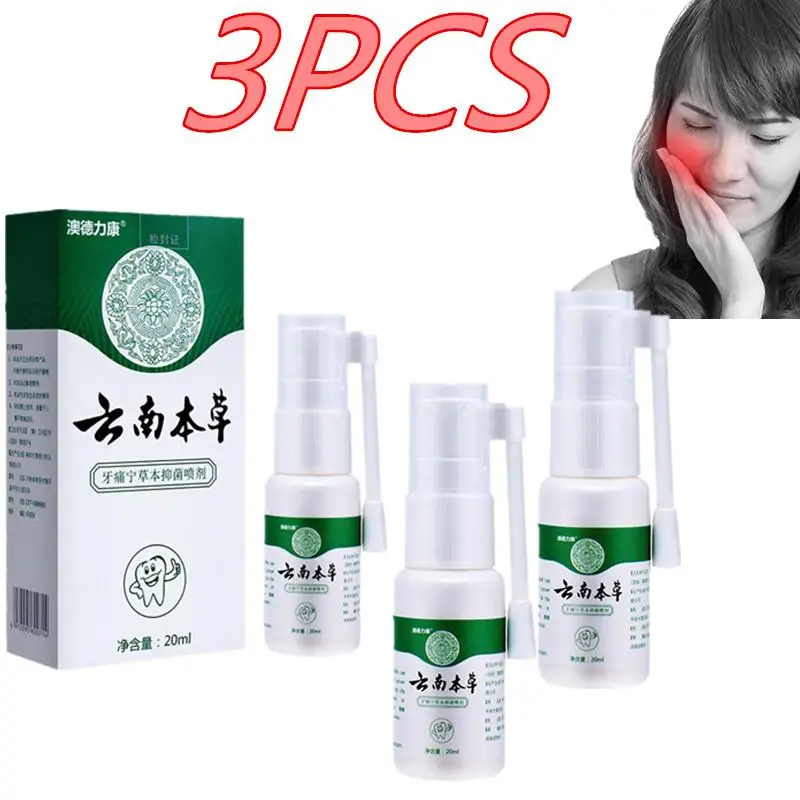 3 Stück Yunnan Bencao Yatongning Spray stoppt Zahns ch merzen Pflege Wurm Hohlräume Lösung Mundhöhle Hohlräume Mikro motor Kit Rolamento