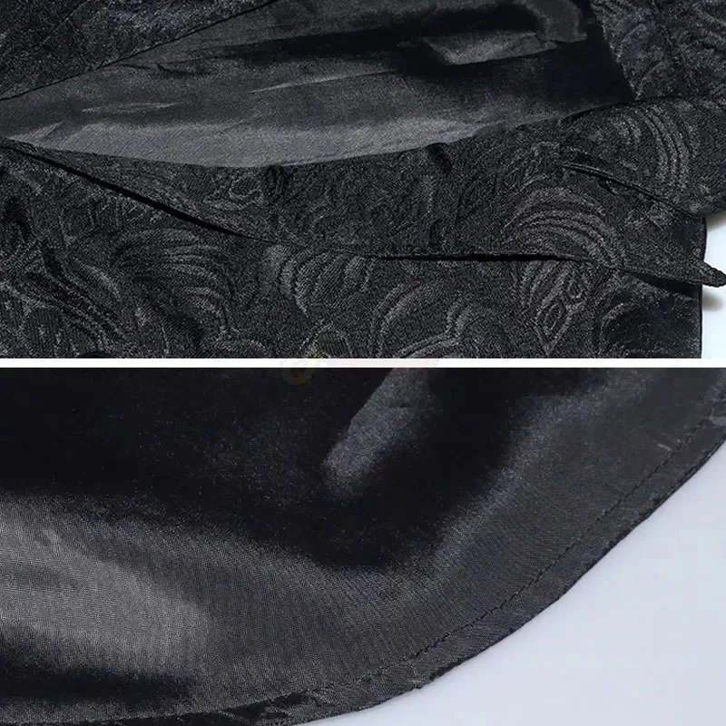 지지 2025 남성 중세 고딕 자카드 테일코트 할로윈 무대 공연 의상 남성용 불규칙 밑단 스팀펑크 빅토리아 테일코트