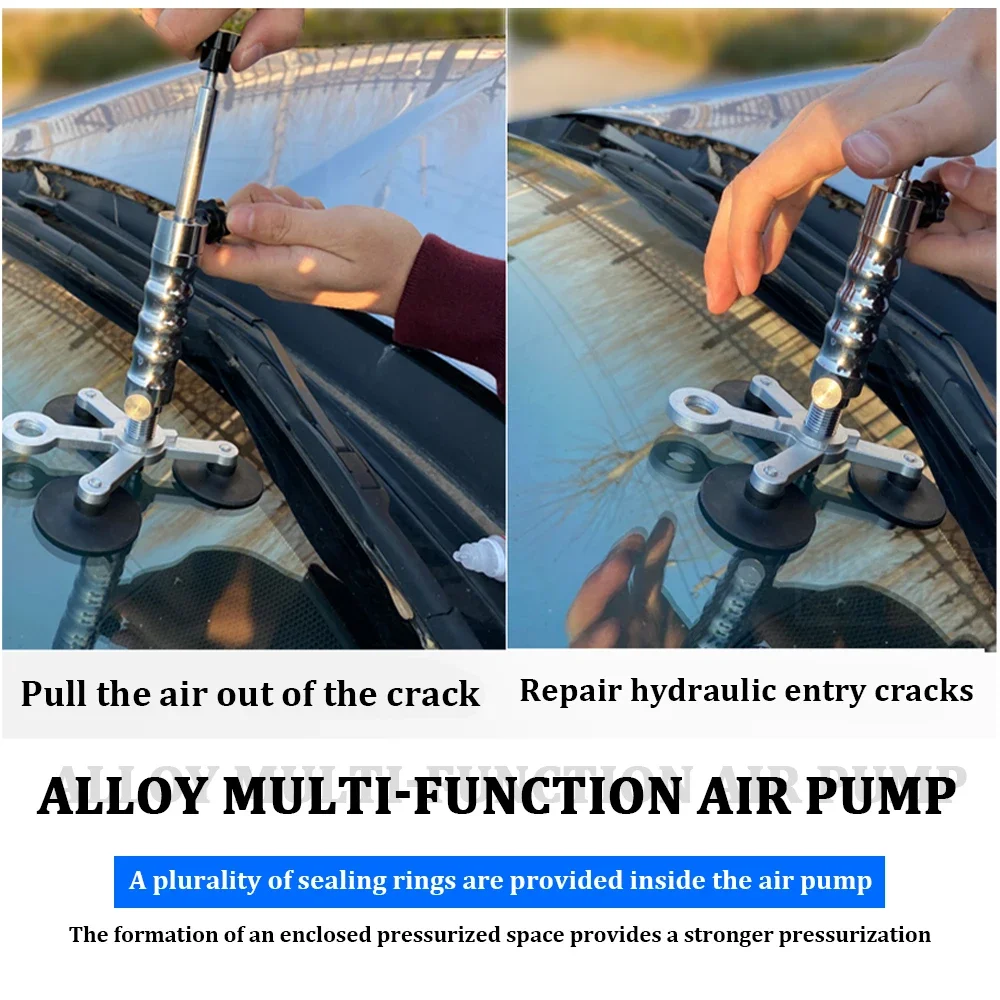 Windshield Crack Repair Car Front Professional Accessories Toolbox Stainless Steel Vacuum Injection Pump