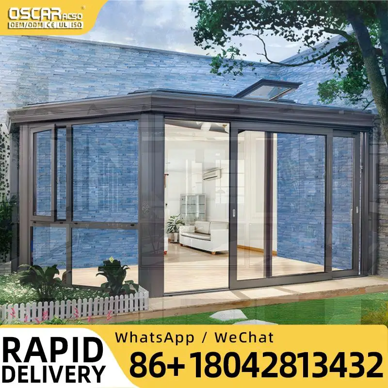 Modern Design Double Glass Small Aluminum Frame Waterproof Flat Roof Sunroom for Villas sunroom