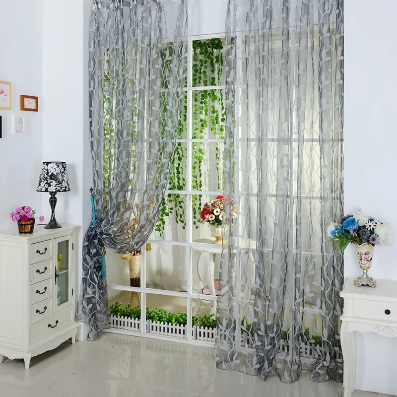 EPCI أنيقة الحديثة تول الستائر لغرفة المعيشة غرفة نوم المطبخ الأخضر ورقة شير الستائر ل نافذة تول الستائر الستائر
