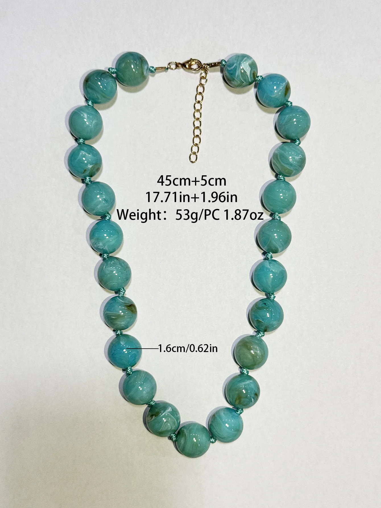Boho Marbling Colorful Acrylic Round Beads Choker New Trendy Handmade Knot Rope Necklaces for Women Man Statement Jewelry Gift