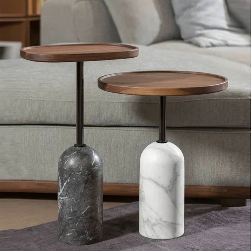 

Nordic Natural Marble Side Table Creative Solid Wood Small Coffee Table Simple Modern Living Room Sofa Art Corner Table