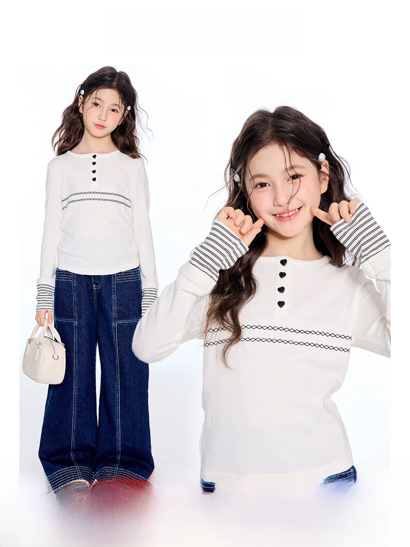 t-shirt-slim-fit-da-bambina-opennunu-con-ricamo-a-cuore-blu-e-design-a-doppia-barra-top-casual-primaverile-per-bambini-girocollo-maniche-lunghe