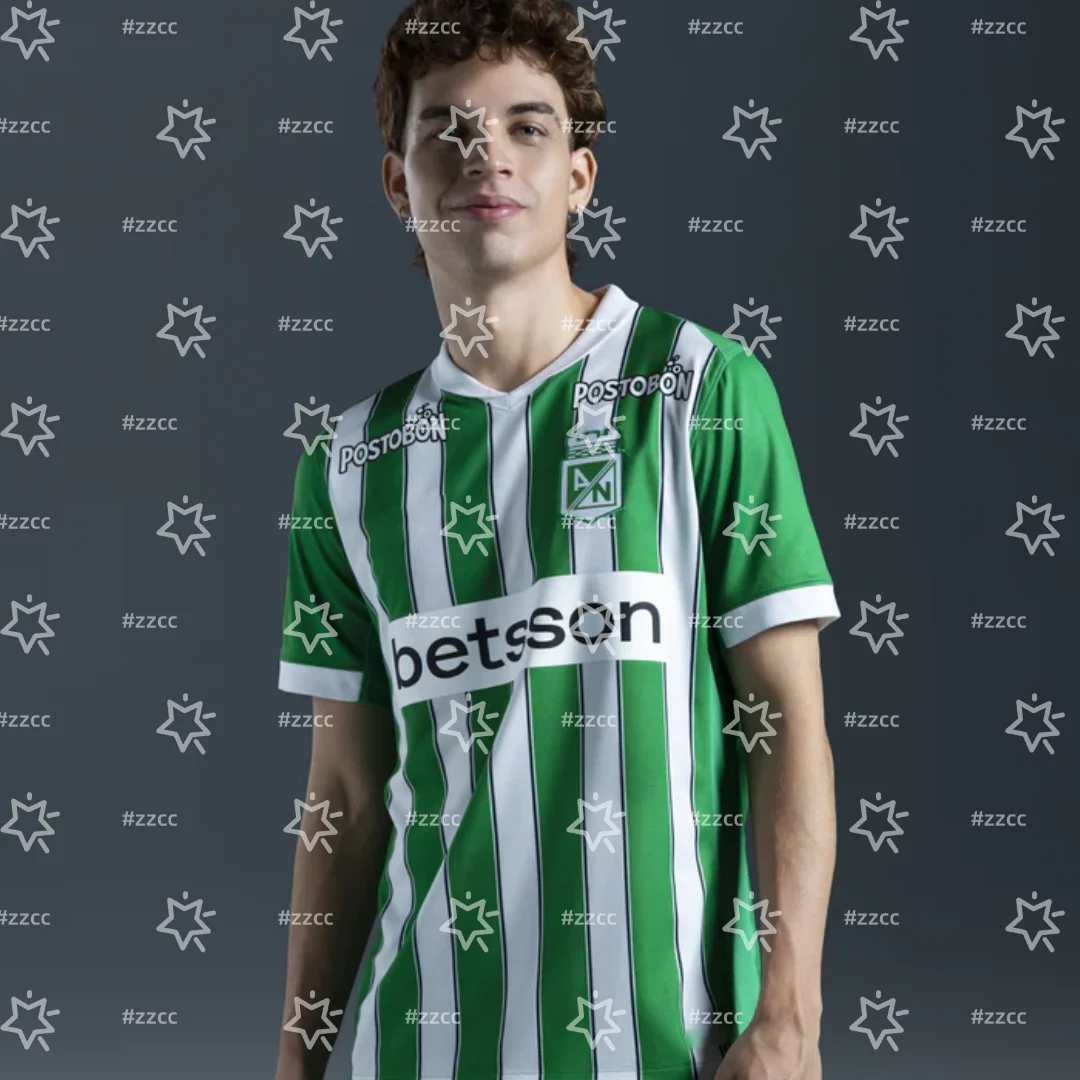 Camisa de Futebol Masculina e Infantil Atlético Nacional Medellín 25-26 - Kit de Treino e Jogo para Verão - Camiseta Esportiva e Ciclismo ﻿