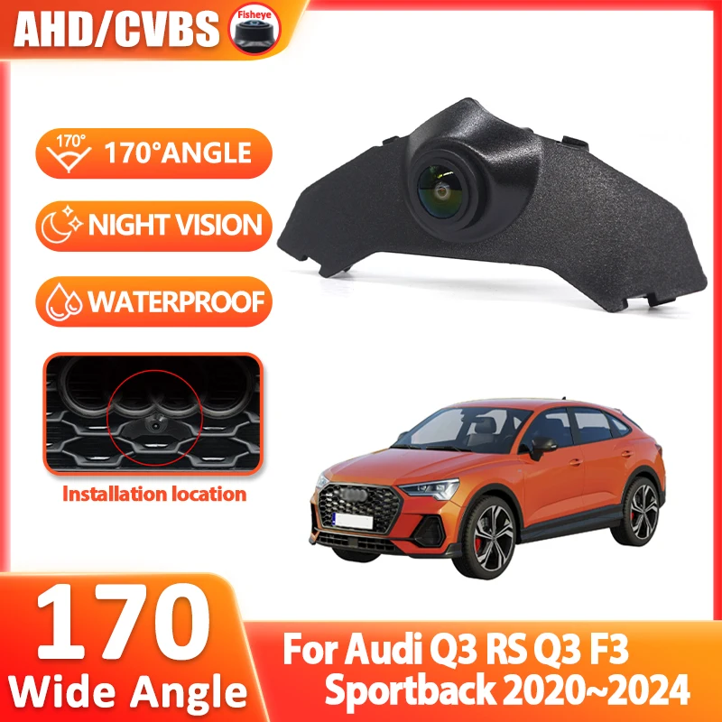 HD 1080P CCD Car Front View Parking Night Vision Positive Logo Camera For Audi Q3 RS Q3 F3 Sportback 2020 2021 2022 2023 2024