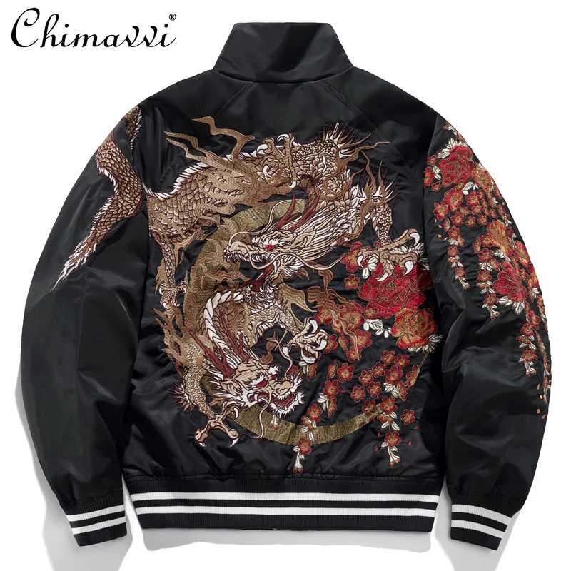 

Hengsuhe Embroidery Boys Jacket 2023 Autumn Winter New Fashion Thickened Long Sleeve Baggy Coat Streetwear High-End Jackets Men