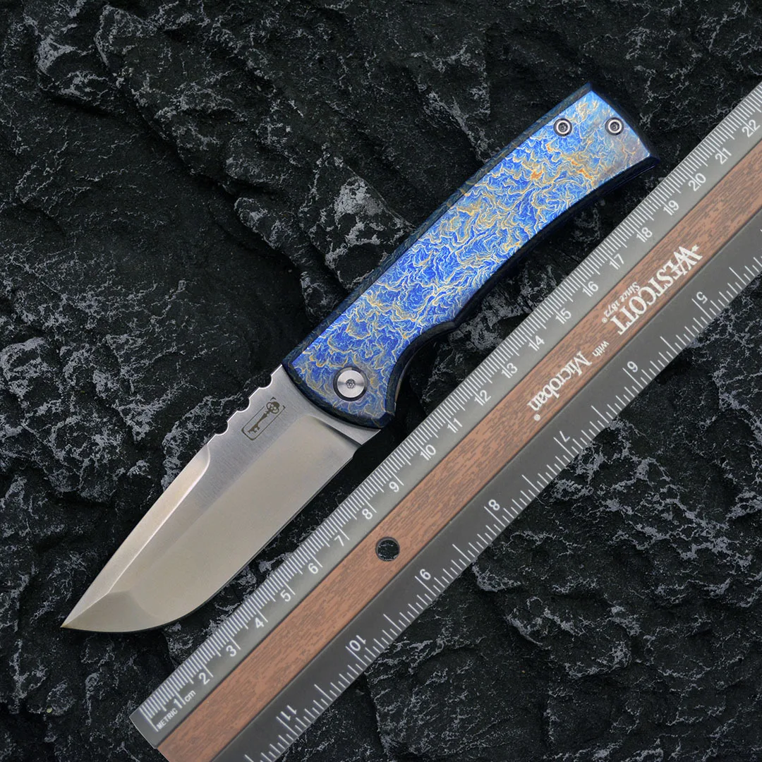 Titanium alloy folding knife outdoor D2 steel high hardness sharp knife