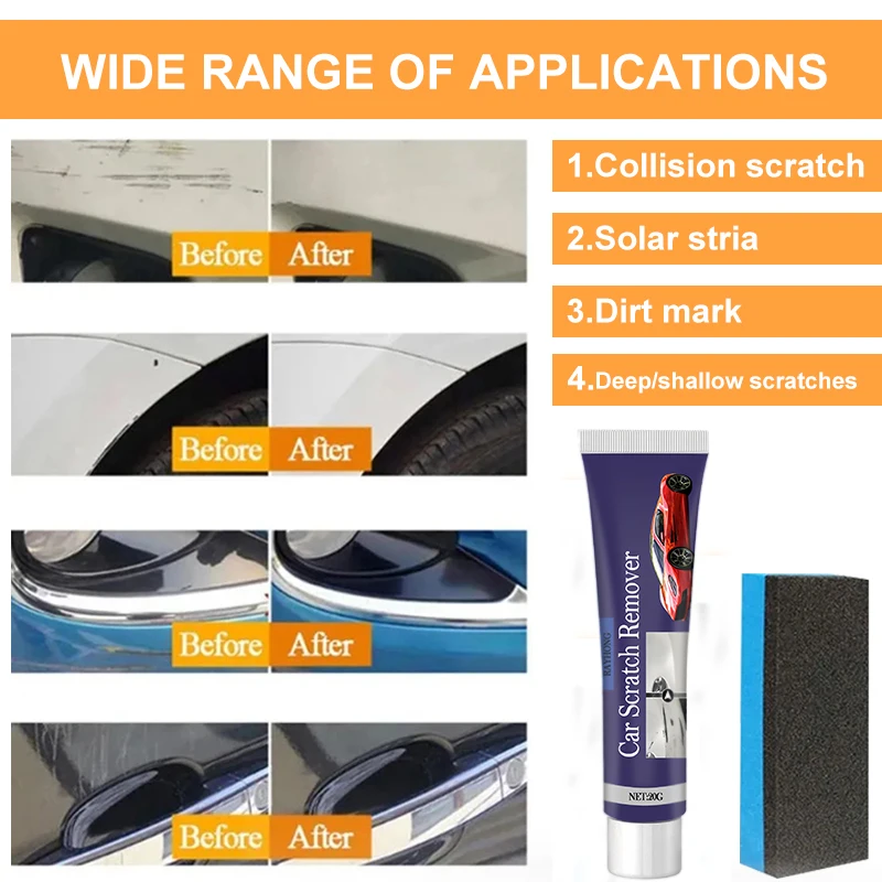 Car Scratch Remover Car Polishing Paste With Sponge Car Body Paint