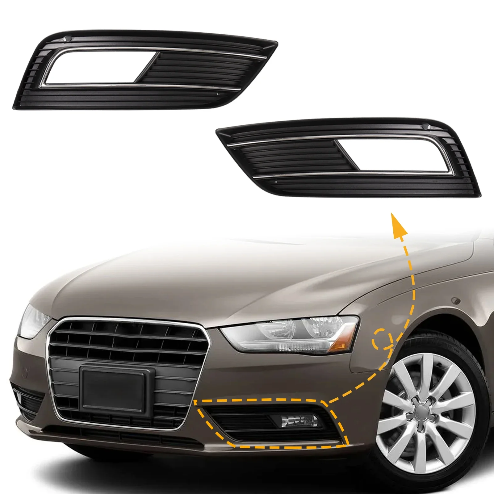 

Fog Light Frame Lamp Trim Grill Cover Under Front Bumper For Audi A4 2013-2016 8K0 807 681 K 8K0 807 682 KCar Accessories