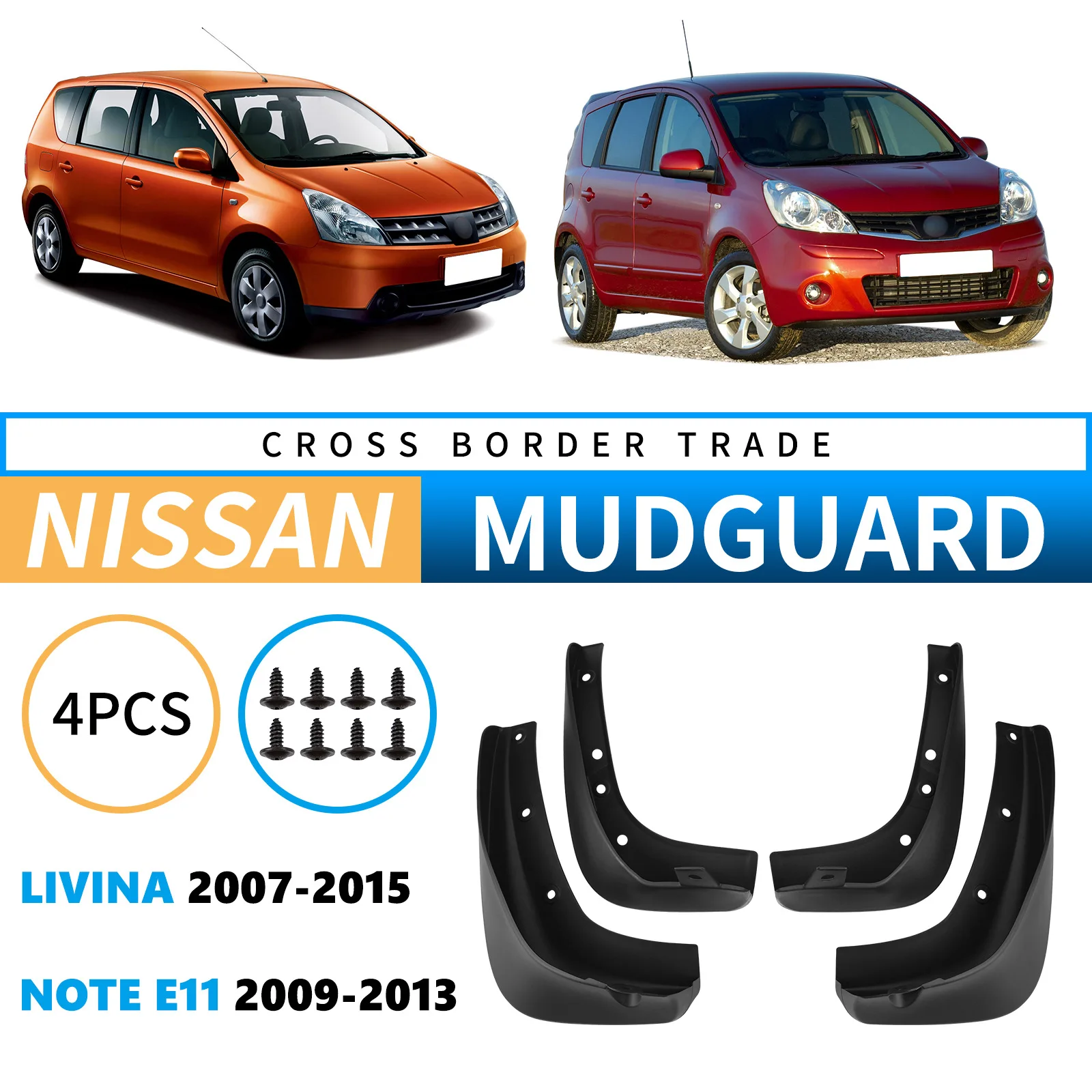 

Car Mud Flaps Front Rear Wheels for Livina 2007-2015 Car Mudguards Complete Set for Nissan Note E11 2009-2013