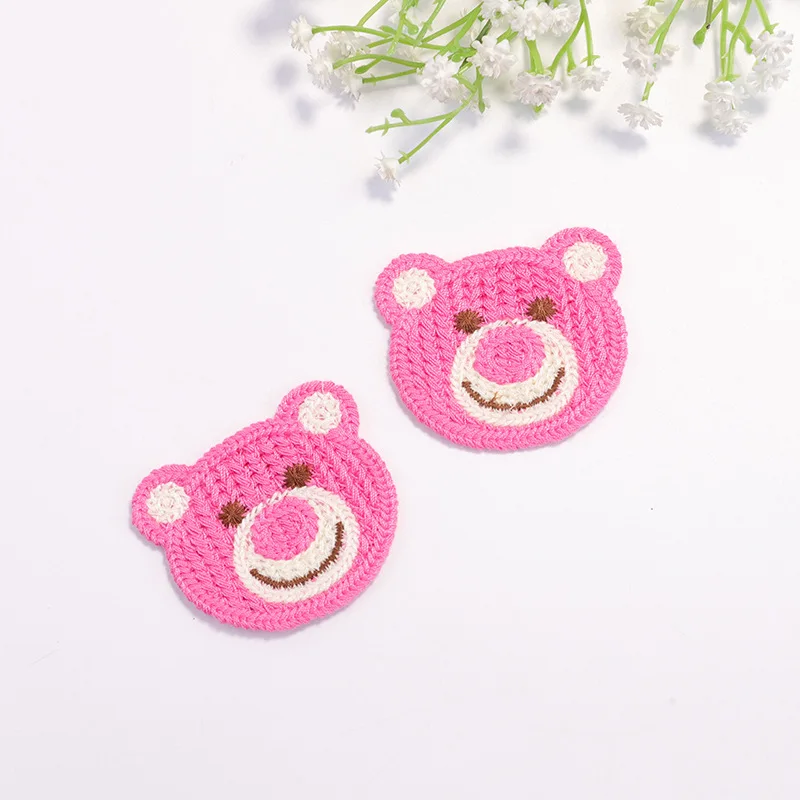 1pcs Cute Pink Bear and Strawberry Embroidery Cloth Patch Exquisite Clothing Decoration Applique  Embroidery Patch