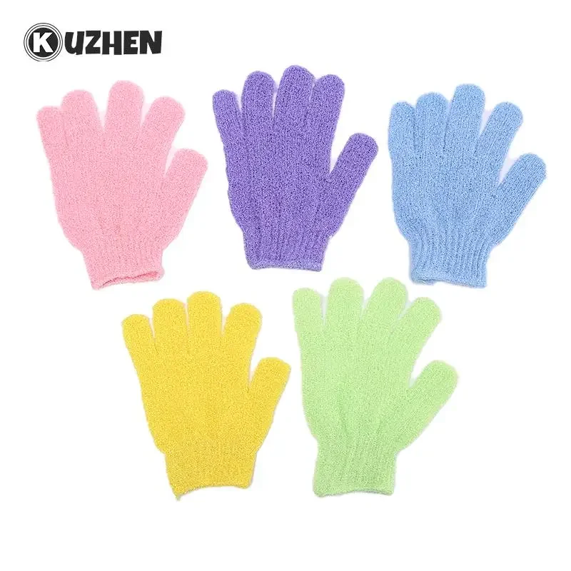 

5PCS Exfoliating Gloves Shower Body Brush Fingers Bath Towel Peeling Mitt Body Scrub Gloves Bath Sponge Spa Shower Random Color