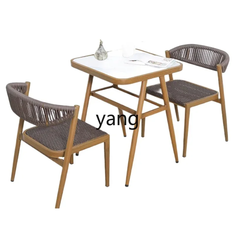 LH Balcony Table-Chair Set Small Apartment Home a Table and Two Chairs Outdoor Sun Protection Three-Piece Set