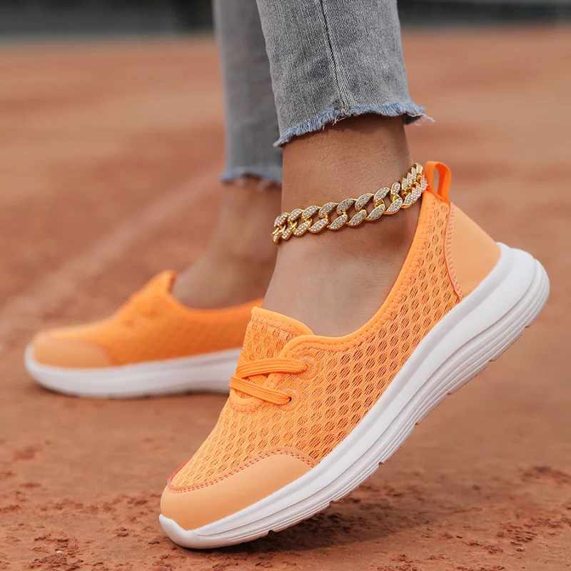 Woman Mesh Breathable Knitting Sneakers Women Lightweight Non Slip Ladies Running Shoes Wedges Slip on Casual Shoes Plus Size 42