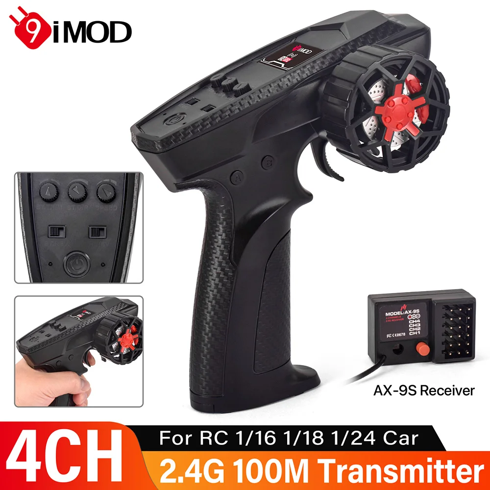 9IMOD 2.4GHZRadio Transmitter 4 Channel Remote Controller with 4CH Receiver 100M For MN82 1/12 1/16 1/18 1/24 Remote Control Car