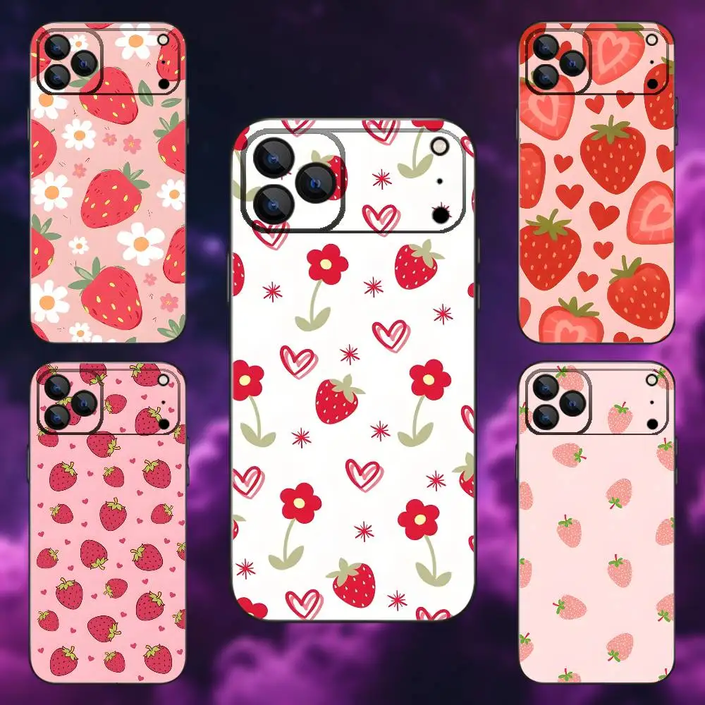 

cute strawberries Phone Case For iPhone 17,16,15,14,13,12,Pro,Max,Plus,E,SE4,Air,Mini Black Soft Box