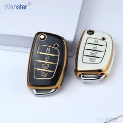 Funda protectora de 4 botones para llave de coche, carcasa Fob para Hyundai Santa Fe Sonata Tucson I40 Ix45 Creta 2015 2014 2016 2017 2018 2019 2020