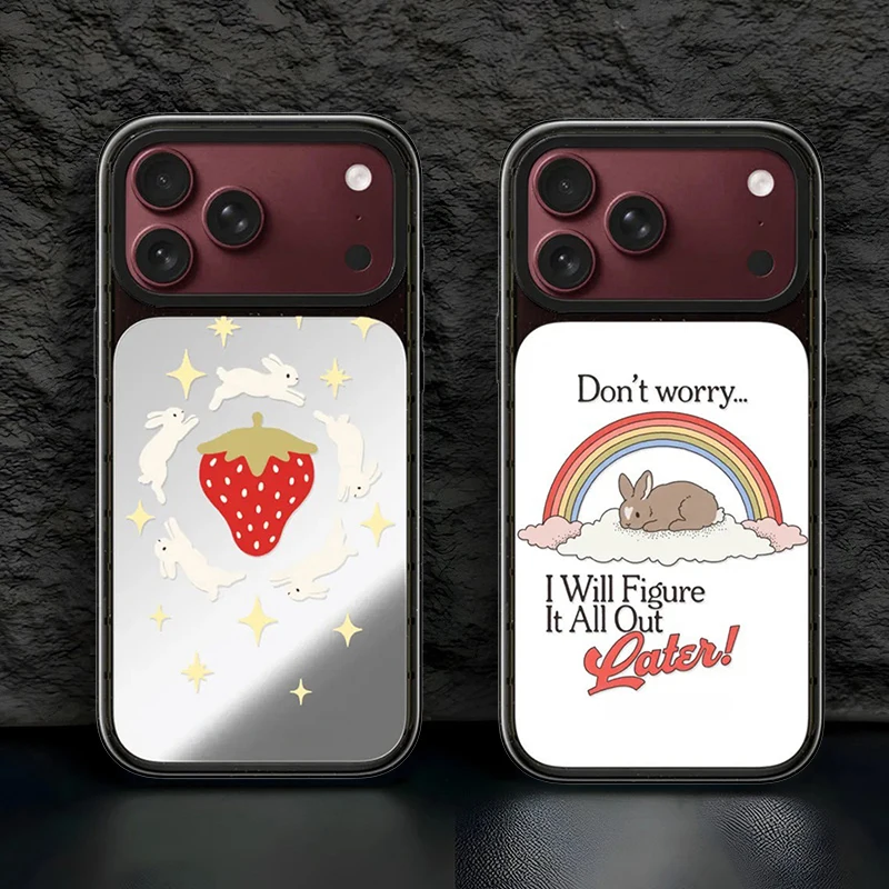 Strawberry Rainbow Rabbit Impact Case - Mirror / Glaze Magnetic Cover: Compatible with IPhone 18 17 Pro Max 18Pro
