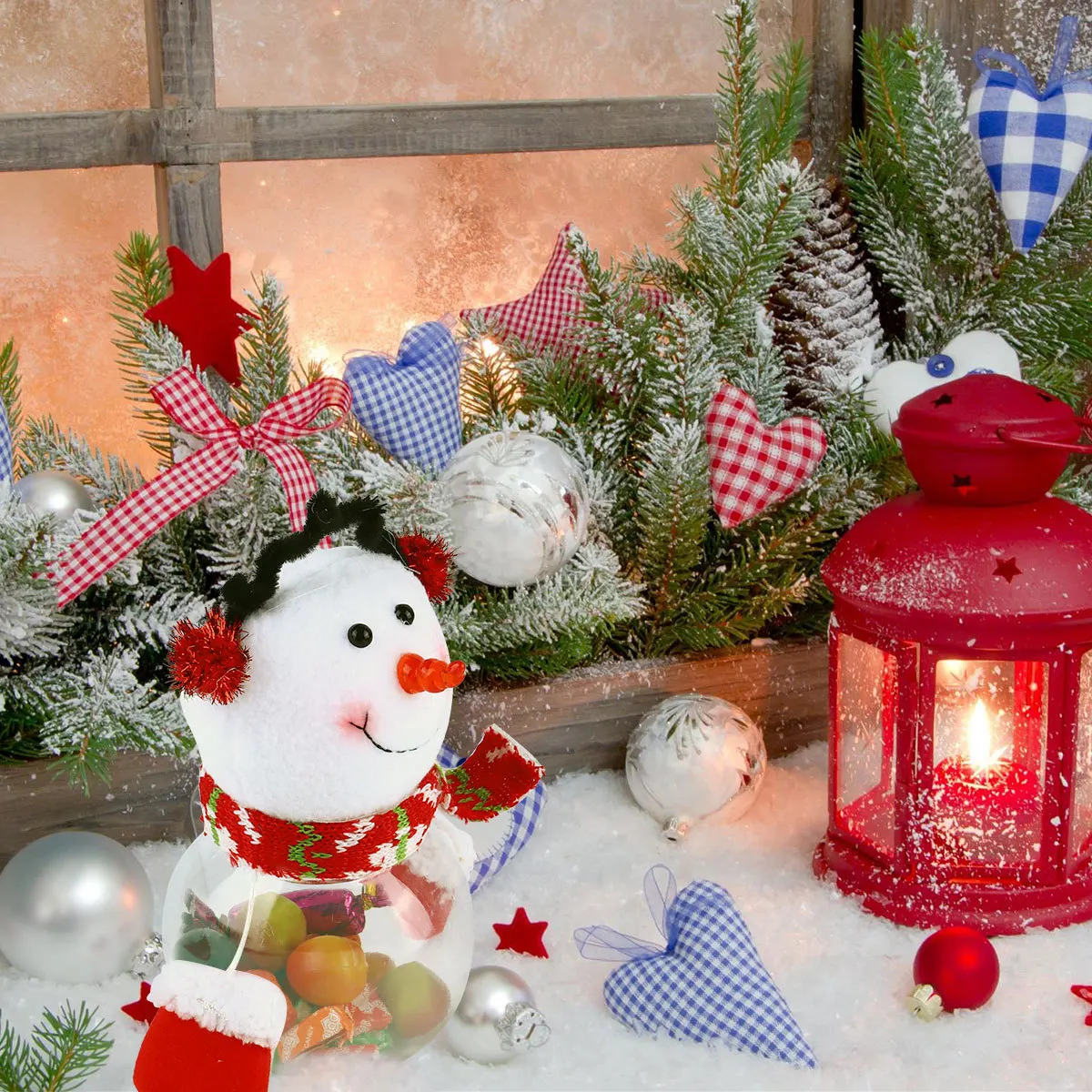 

Snowman Candy Jar Storage Desktop Ornament Christmas Supplies Sweets Xmas Ornaments