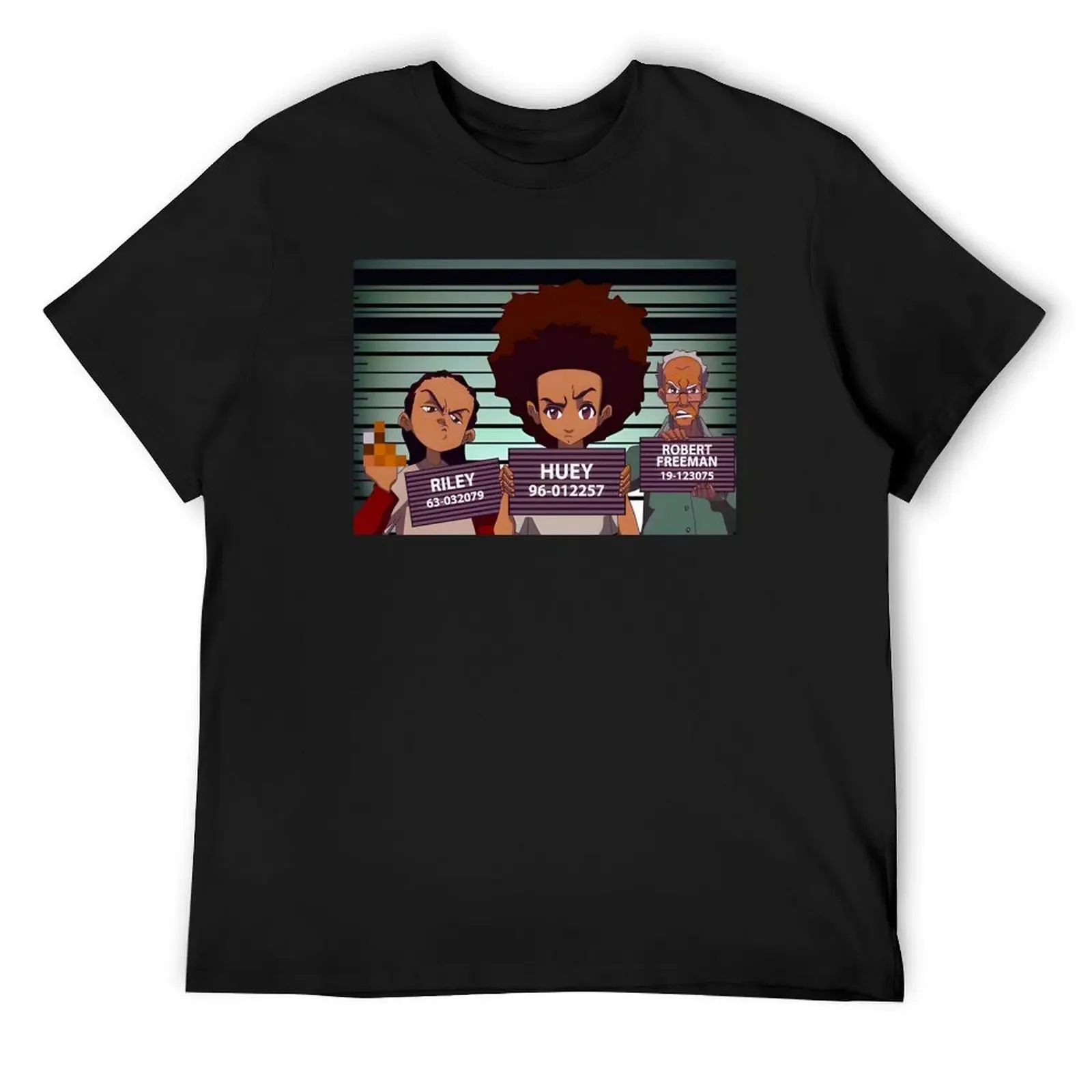 

The Boondocks Mugshot African-American Riley-Huey-Robert T-Shirt luxury designer customs boys animal print mens clothing