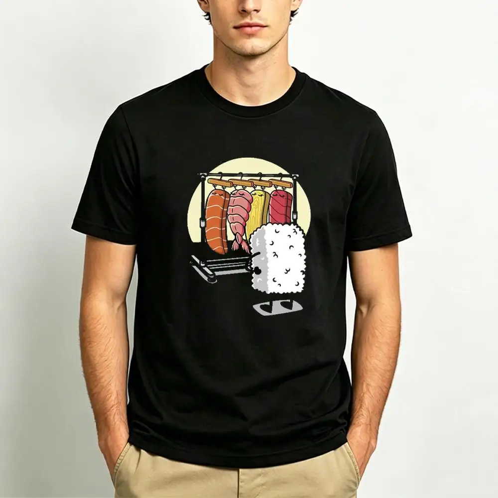 Funny Sushi Wardrobe T-Shirt Cute Japanese Food Cartoon Graphic Y2k Short Sleeve Top Men's And Women's Casual Streetwear Tee