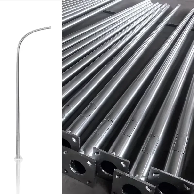 Octagonal Wrought Iron Street Light Pole with Solar Flag Light