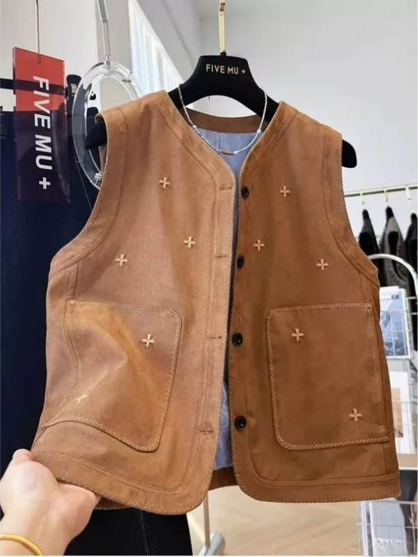 

Женский утепленный жилет большого размера 300 Pou с вышивкой, осенне-зимняя коллекция, высококачественная повседневная верхняя одежда в американском стиле