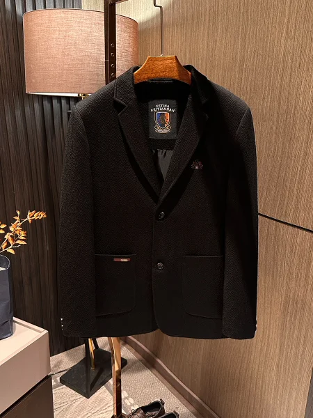 Spring New Style Men's Casual Versatile High-End Suit Tailored Fit Texture Simple Design Breathable Polyester Fiber Business ...
