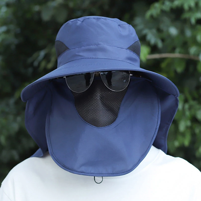 

Мужская солнцезащитная шляпа UPF 50+ — рыболовная шляпа с широкими полями, шейным клапаном и съемной крышкой для лица, уличная кепка с защитой от ультрафиолета
