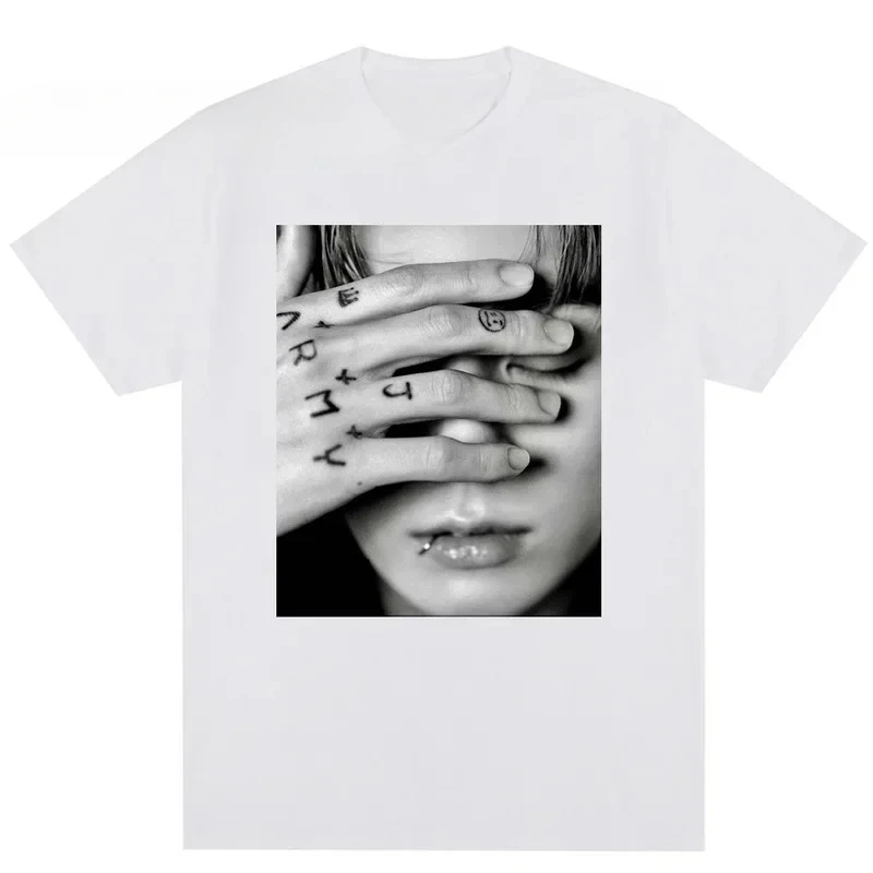 heavyweight Vintage T shirt Jungkook graphic tee unisex oversized tops Gothic man's Kpop aesthetic goth fashion streetwear