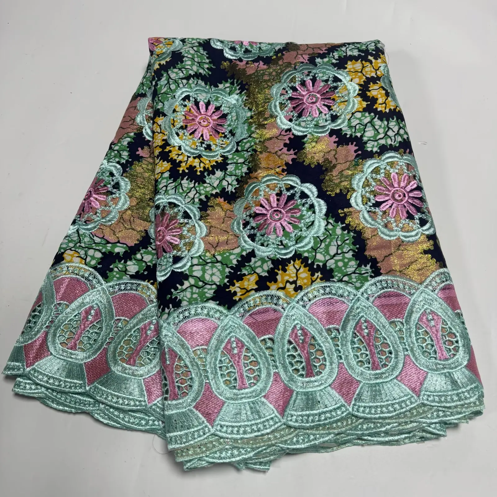 

High End Wax Lace Fabric Nigerian Latest African France 2025 Hot Sale for Bride Wedding Party Sew Dresses