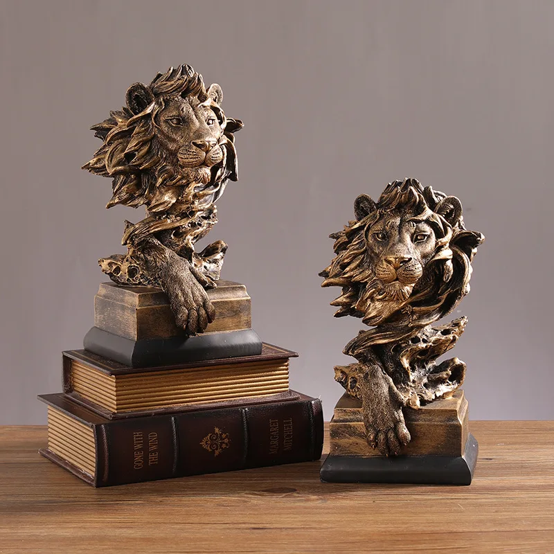 

Vintage Lion Resin Statue - Handmade Desk Decor, Office Home Decor, Unique Gift for Men, Creative Housewarming Present