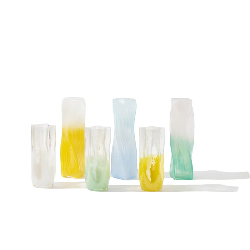 

Straight gradual change square mouth magic glass vase creative pentagram breath bubble vase flower decoration