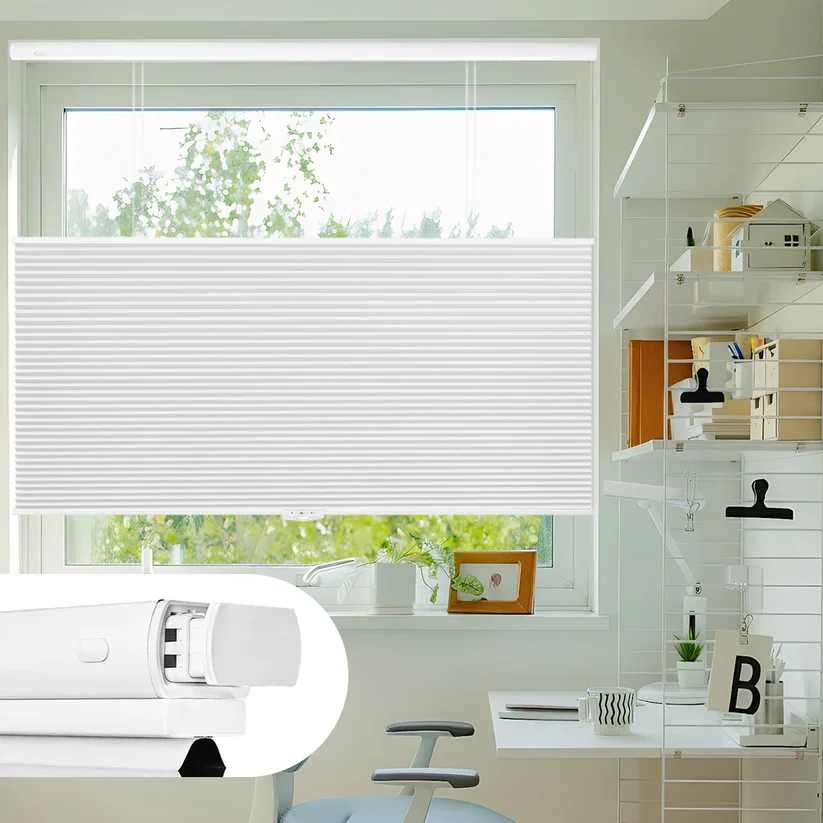 Custom Honeycomb Blinds No Drill Cordless Top Down Bottom Up 100% Blackout Cellular Shades Window Shades for Bedroom