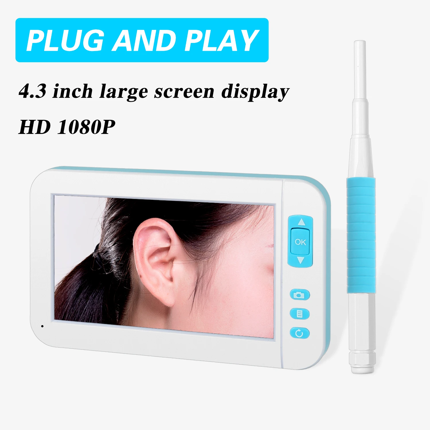 

3.9MM 4.3 Inch 1080P HD Screen Camera Otoscopio Digital Ear Monitor Earpick Ear Cleaner Screen Otoscope Endoscope Camera ﻿