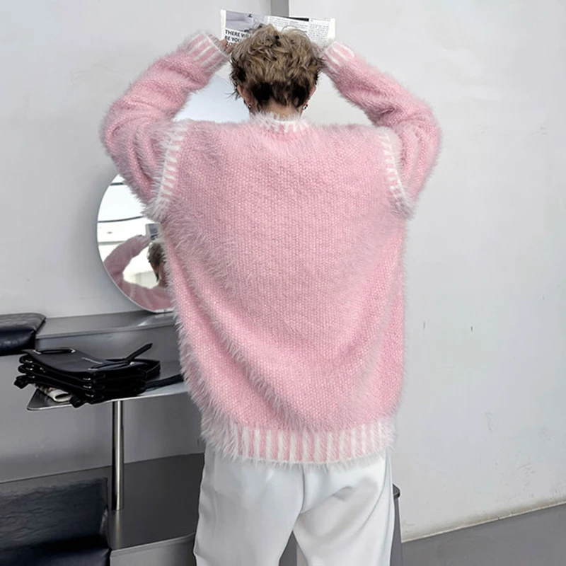 LUZHEN 2025 зимний однотонный жаккардовый вязаный пуловер с круглым вырезом и вышивкой, мужской свободный уличный свитер высокого качества JY4909