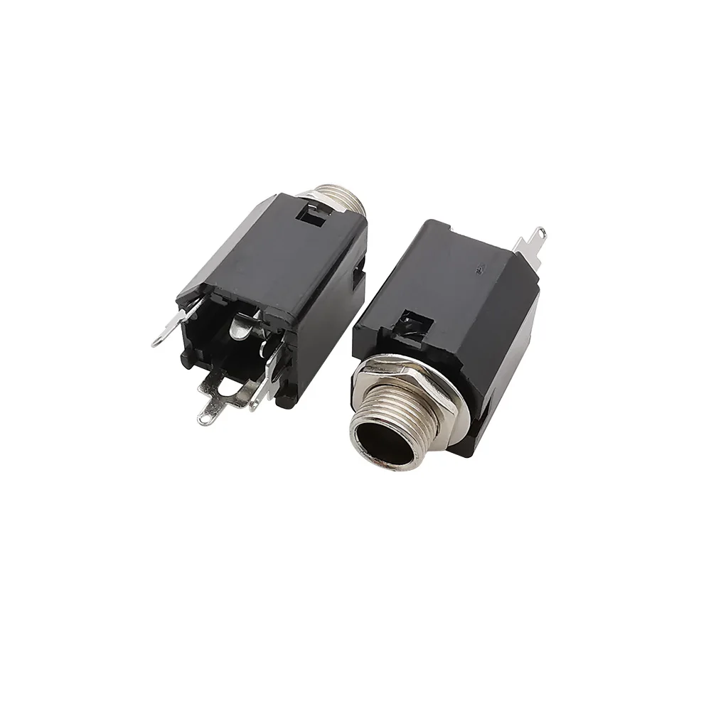 PJ-612A Audio Jack 6.35mm 1/4inch Female Socket 3/5 Pin Stereo Audio Microphone Guitar TRS Plugs Connector Nut Panel Mount
