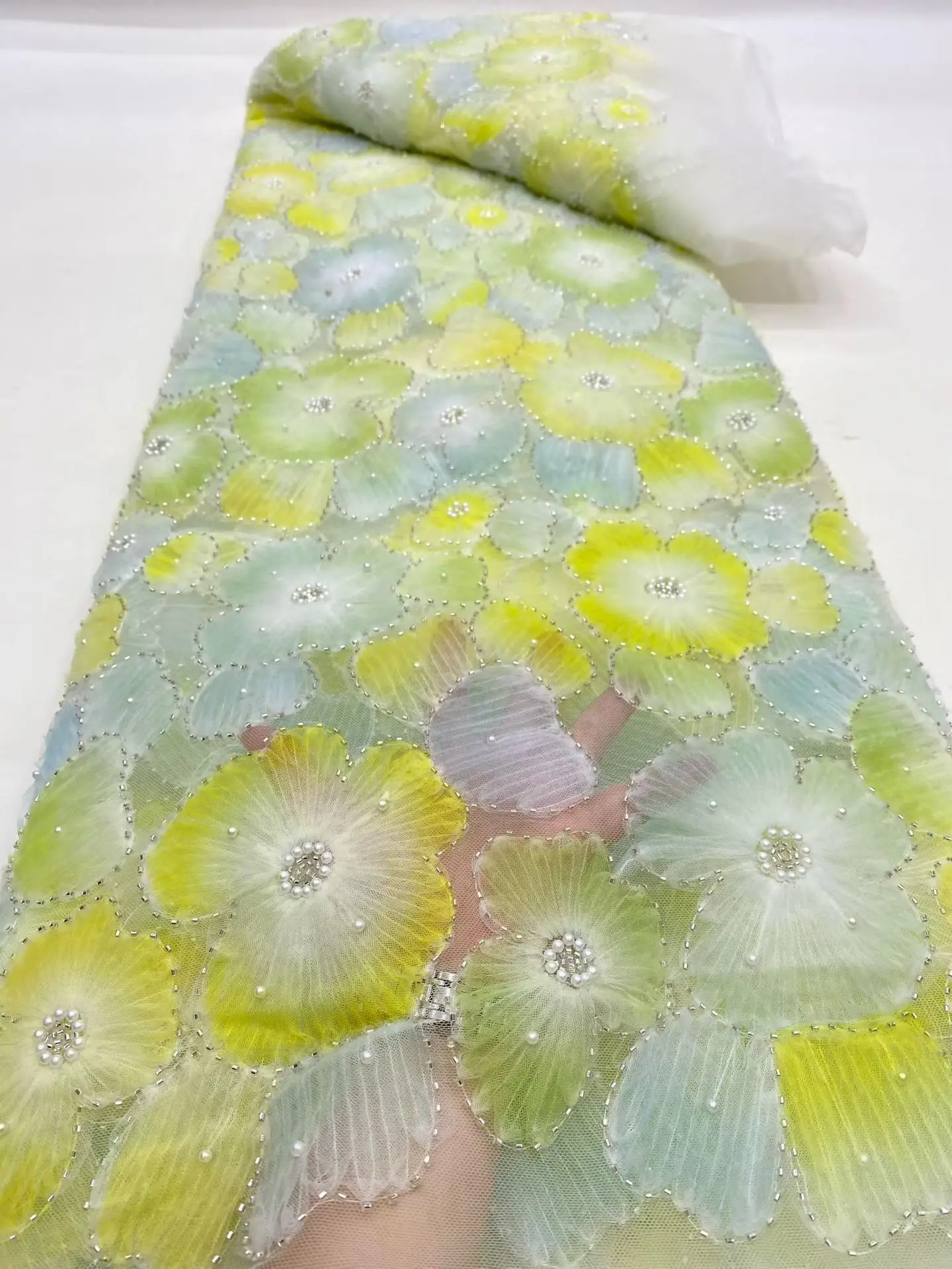 

Latest African Lace Fabric 2025 High Quality,Fabrics By The Meters,Sequin,Tulle,Wedding Dresses,Embroidery,Mesh,Cloth,5 Yards