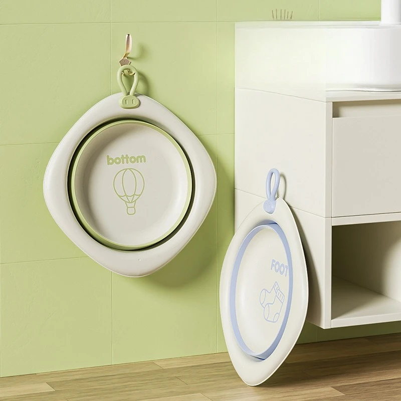 Lavabo Plegable para Bebés, Lavabo Portátil para Bebés, Lavabo de Plástico con Diseño de Dibujos Animados para Niños