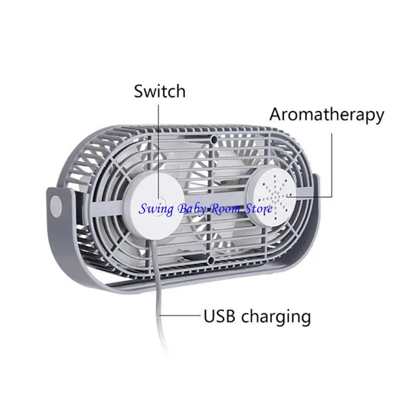 K1AD Double Desk Fan مروحة طاولة صغيرة محمولة 3 سرعة تبريد قابلة للتعديل للرأس المروحة العطرية الشخصية