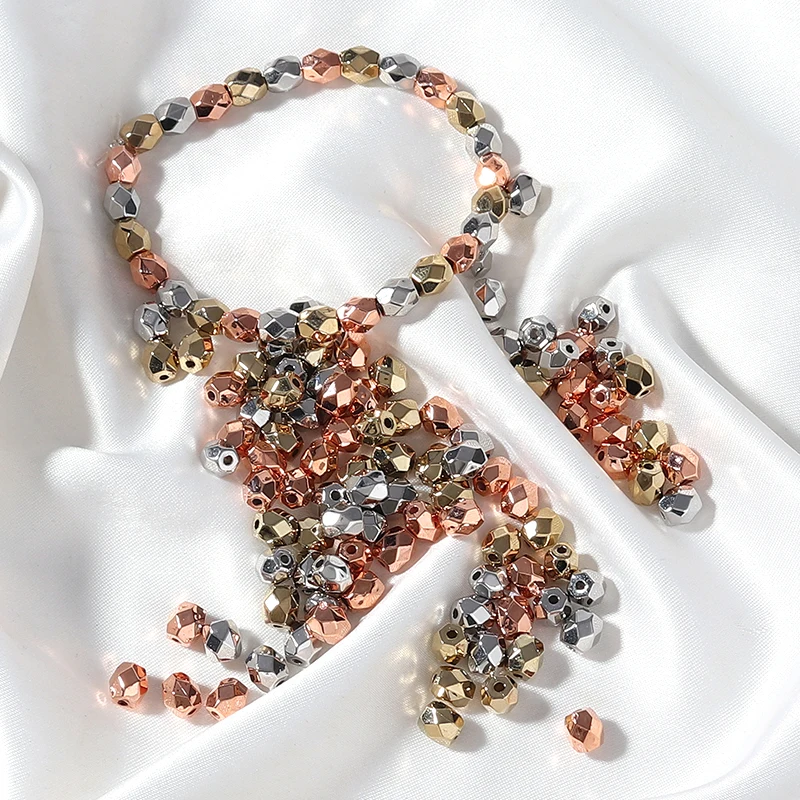 100Pcs Gold Silvers color CCB Spacer Beads Faceted With Long Corner Beads For Jewelry Making Handmade Diy Necklace Bracelet