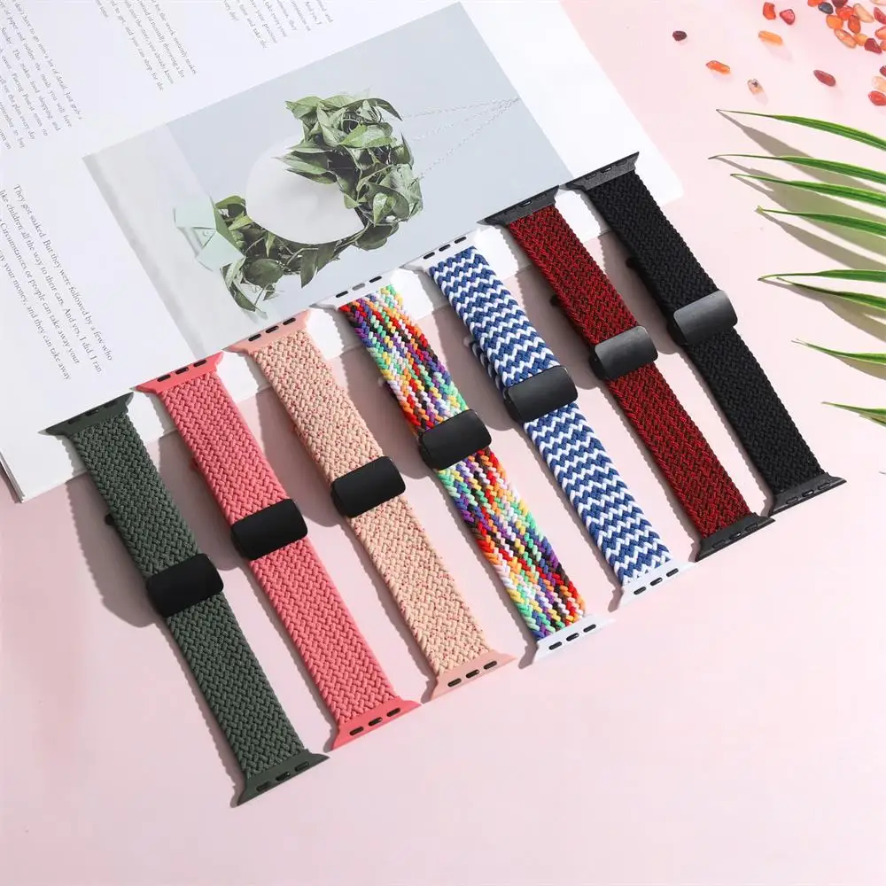 

Magnetic buckle Braided For Apple watch band 44mm 45 mm 40mm 49mm 41mm 38mm Nylon bracelet iWatch series 8 3 se 6 7 Ultra strap