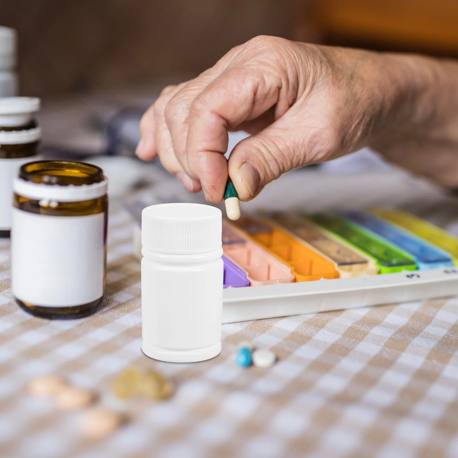 

20 шт., белые пластиковые бутылки для лекарств, 20 мл, крышка, контейнер для образцов, портативная коробка для таблеток, хранение рыбьего масла