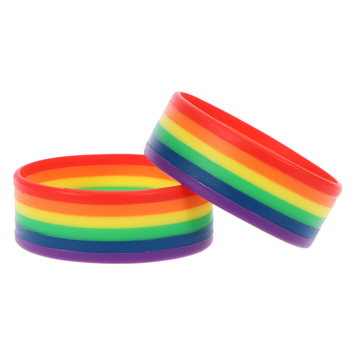 

2 Pcs Rainbow Bracelet Unique Wristband Color Section Flexible Gay Lesbian Silicone Bangle Pride Comfortable