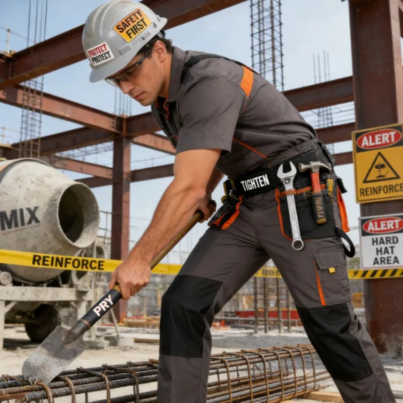 

Large Pocket Multi Pocket Work Pants Loose Fit Reinforced Fabric Utility Trousers for Auto Repair Engineering Workwear