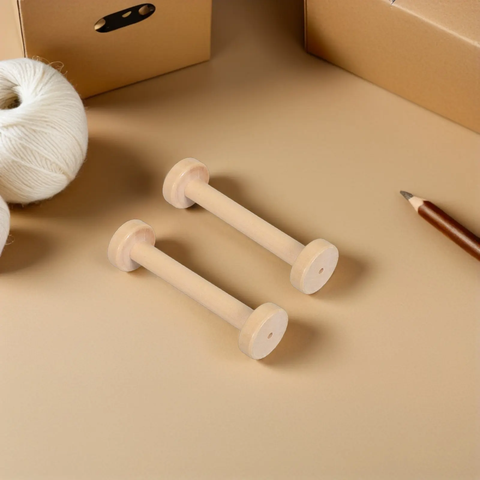 5Pcs Wooden Spools Natural Vintage Textile Bobbins Smooth Design for DIY Sewing Ribbon Yarn Cord Projects Rustic view 4